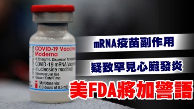 Photo of mRNA疫苗副作用疑致罕見心臟發炎 美FDA將加警語