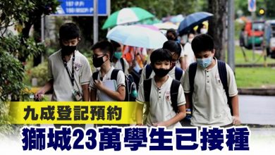 Photo of 九成登記預約 獅城23萬學生已接種