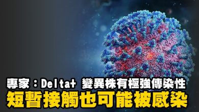 Photo of 專家：“Delta+” 變異株有極強傳染性 短暫接觸也可能被感染
