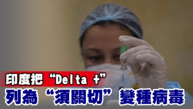 Photo of 印度把“Delta+”列為“須關切”變種病毒