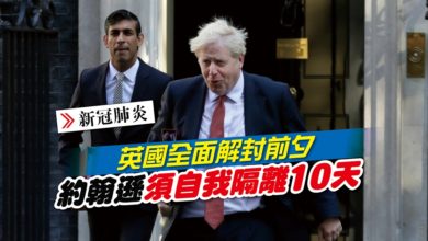 Photo of 英國全面解封前夕 約翰遜須自我隔離10天