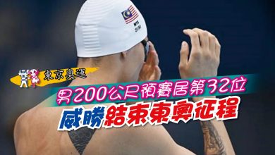 Photo of 【東京奧運】男200公尺預賽居第32位 威勝結束東奧征程