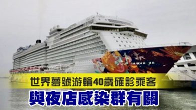 Photo of 世界夢號游輪確診乘客 與夜店感染群有關