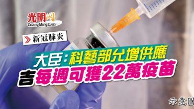 Photo of 大臣：科藝部允增供應 吉每週可獲22萬疫苗