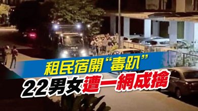Photo of 租民宿開“毒趴” 22男女遭一網成擒