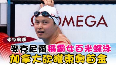 Photo of 【東京奧運】麥克尼爾稱霸女百米蝶泳  加拿大砍獲東奧首金