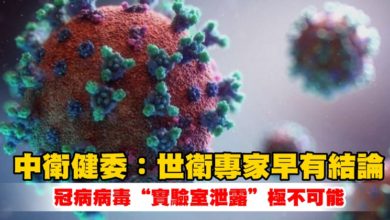Photo of 中衛健委：世衛專家早有結論 冠病病毒“實驗室泄露”極不可能