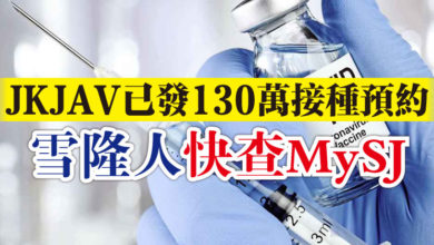 Photo of JKJAV已發130萬接種預約  雪隆人快查MySJ