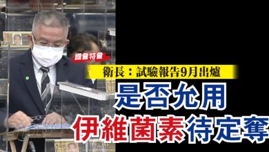 Photo of 【國會特會】衛長：試驗報告9月出爐   是否允用伊維菌素待定奪