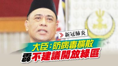 Photo of 大臣:防病毒擴散 霹不建議開放綠區