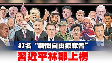 Photo of 無國界記者評37名“新聞自由掠奪者” 習近平林鄭上榜