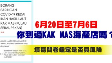 Photo of 6月20日至7月6日 你到過KAK MAS海產店嗎？填寫問卷鑑定是否具風險