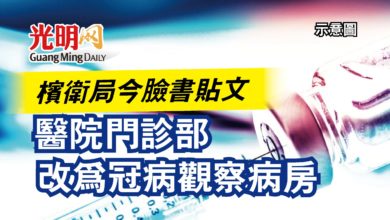 Photo of 檳衛局今臉書貼文  醫院門診部改為冠病觀察病房