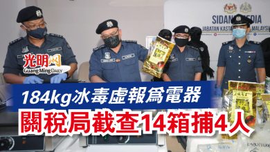 Photo of 184kg冰毒虛報為電器  關稅局截查14箱捕4人