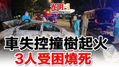 Photo of 車失控撞樹起火   3人受困燒死