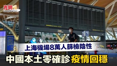 Photo of 上海機場8萬人篩檢陰性 中國本土零確診 疫情回穩