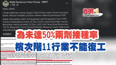 Photo of 未達50%兩劑接種率  檳次階11行業不能復工