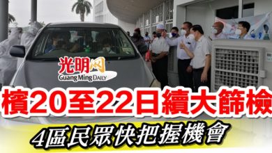 Photo of 檳20至22日續大篩檢   4區民眾快把握機會