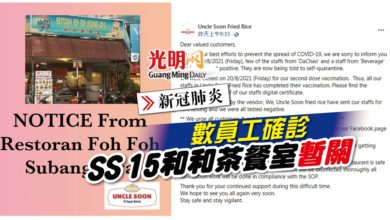 Photo of 數員工確診 SS 15和和茶餐室暫關