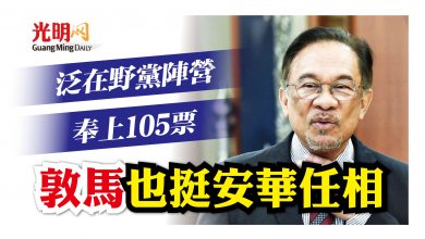 Photo of 泛在野黨陣營 敦馬也簽了 105票挺安華