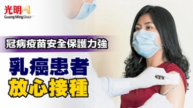 Photo of 冠病疫苗安全保護力強 乳癌患者放心接種