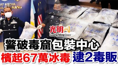 Photo of 警破毒窟及包裝中心  檳起67萬冰毒逮2毒販