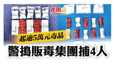 Photo of 警搗販毒集團捕4人 起逾5萬元毒品