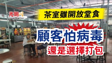 Photo of 茶室雖開放堂食  顧客怕病毒 還是選擇打包