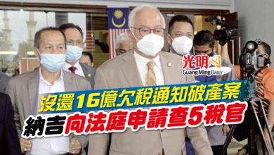 Photo of 沒還16億欠稅通知破產案 納吉向法庭申請查5稅官