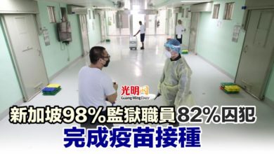 Photo of 新加坡98%監獄職員 82%囚犯 完成疫苗接種