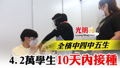 Photo of 全檳中四中五生  4.2萬學生10天內接種