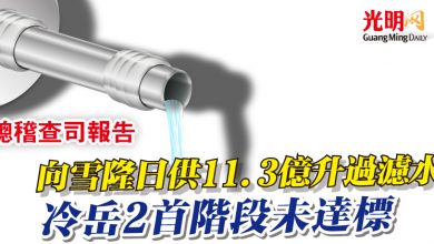 Photo of 【總稽查司報告】向雪隆日供11.3億升過濾水   冷岳2首階段未達標