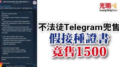 Photo of 不法徒Telegram兜售  假接種證書 竟售1500