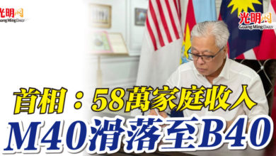 Photo of 首相：58萬家庭收入 M40滑落至B40