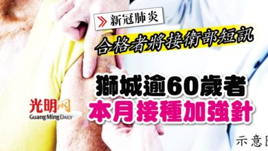 Photo of 【新冠肺炎】合格者將接衛部短訊 獅城逾60歲本月接種加強針