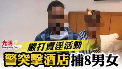 Photo of 嚴打賣淫活動   警突擊酒店捕8男女