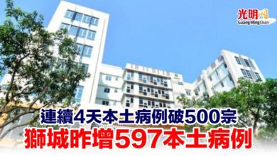 Photo of 連續4天本土病例破500宗 獅城昨增597本土病例