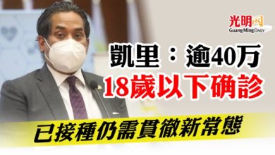 Photo of 凱里：逾40万18歲以下确診  已接種仍需貫徹新常態免染疫