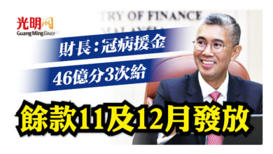 Photo of 財長：冠病援金 餘款11及12月發放