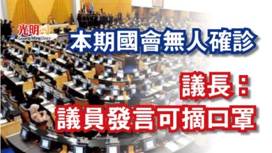 Photo of 本期國會無人確診  議長：議員發言可摘口罩