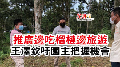 Photo of 推廣邊吃榴槤邊旅遊  王澤欽吁園主把握機會
