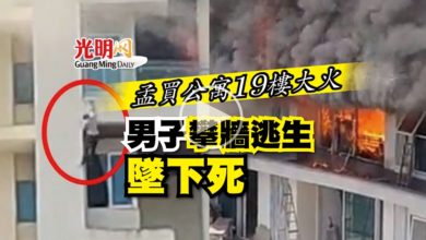 Photo of 【內附視頻‧慎入】孟買公寓19樓大火 男子攀牆逃生墜下死