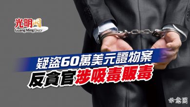 Photo of 疑盜60萬美元證物案 反貪官涉吸毒販毒