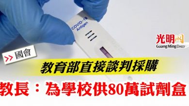 Photo of 【國會】教育部直接談判採購  教長：為學校供80萬試劑盒