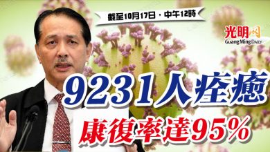 Photo of 9231人痊癒 康復率達95%