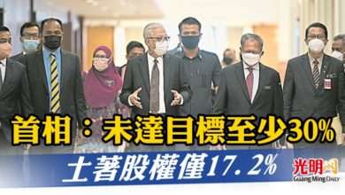 Photo of 首相：未達目標至少30%  土著股權僅17.2%