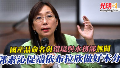 Photo of 國產品命名與環境與水務部無關 郭素沁促端依布拉欣做好本分
