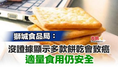 Photo of 獅城食品局：沒證據顯示多款餅乾會致癌 適量食用仍安全