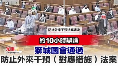Photo of 約10小時辯論 獅城國會通過防止外來干預（對應措施）法案