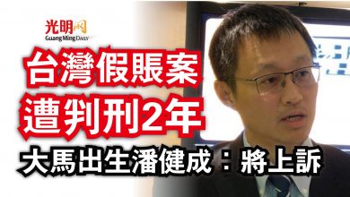 Photo of 台灣假賬案遭判刑2年  大馬出生潘健成：將上訴